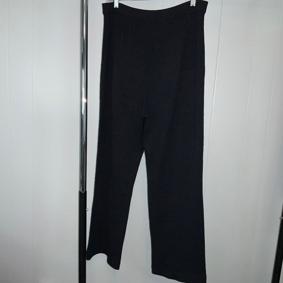 St John Collection Santana wool blend knit pants Sz 12 wide leg high waist - Picture 2 of 6